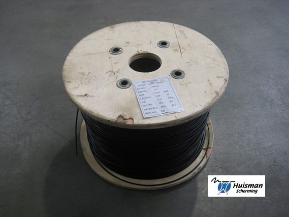 Staaldraad 1x7 zwart omspoten 2,5 mm (rol a 1000 mtr) (art. 425300)